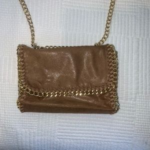 VICI Brown Metallic and Gold Chain Crossbody